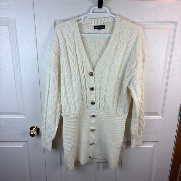 Retrofete Tala Cable Knit Sweater Dress Ivory - Picture 1 of 5